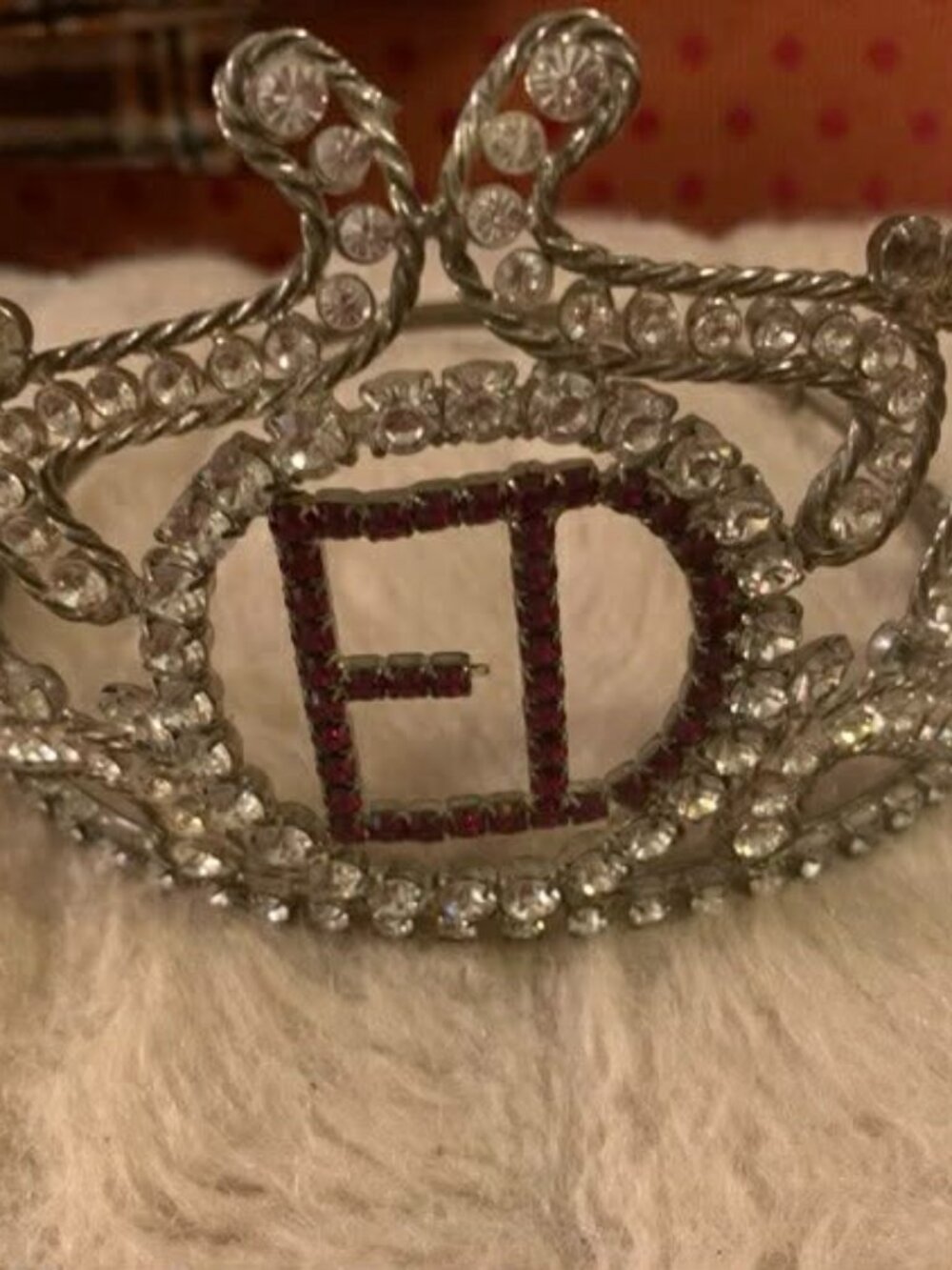 Vintage Rhinestone Silver Plated Tiara with Adjustable Band
